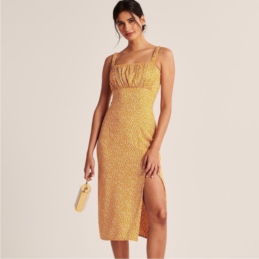 Abercrombie yellow midi dress